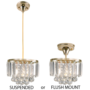 2 IN1 PENDANT& CEILING METAL AND CRYSTAL 1X40W SES