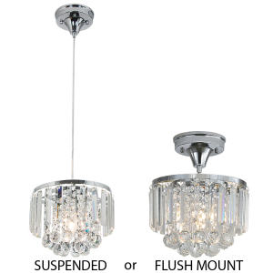 2 IN1 PENDANT& CEILING METAL AND CRYSTAL 1X40W SES