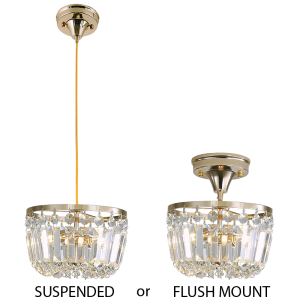 2 IN1 PENDANT& CEILING METAL AND CRYSTAL 2X40W SES