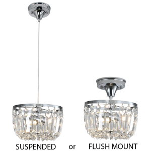 2 IN1 PENDANT& CEILING METAL AND CRYSTAL 2X40W SES