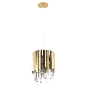 STAINLESS STEEL & CRYSTAL PENDANT GOLD 2X40W SES