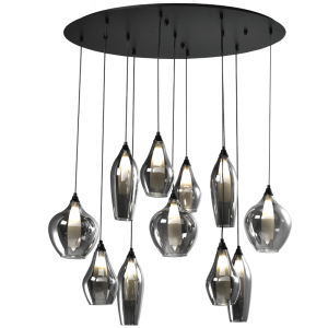 METAL PENDANT SMOKE OUTER FROSTED INNER GLS 11XG9