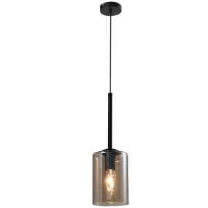 METAL PENDANT AMBER GLASS 1X40W (7W) SES 90MM