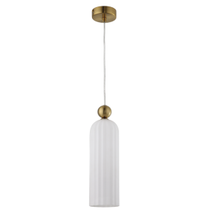 METAL PENDANT WHITE FLUTED GLASS 1X40W SES 100MM