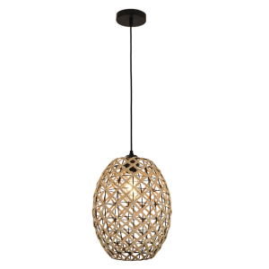 METAL AND ROPE PENDANT MATT BLACK 1X40W ES