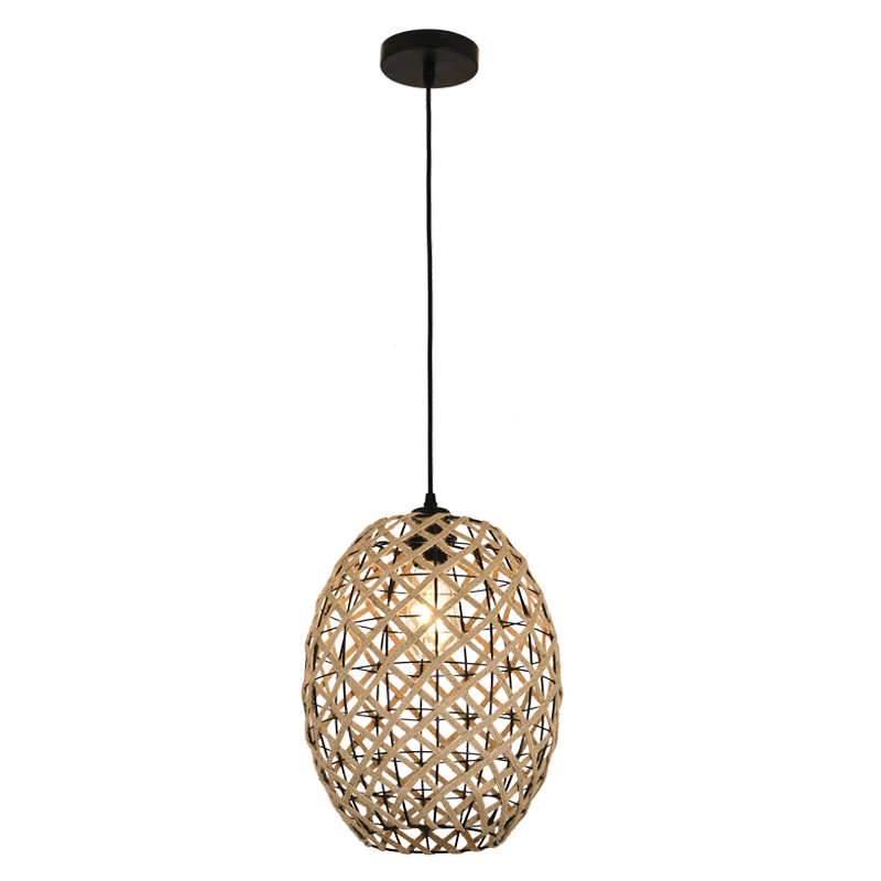 METAL AND ROPE PENDANT MATT BLACK 1X40W ES