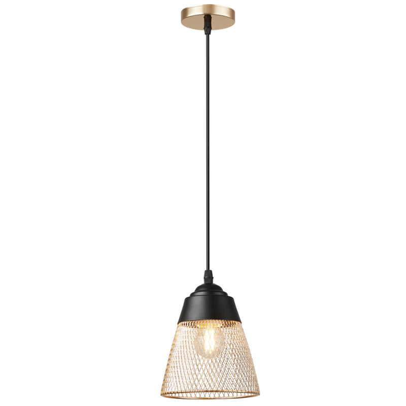 BLACK & GOLD MESH METAL PENDANT 1X40W ES