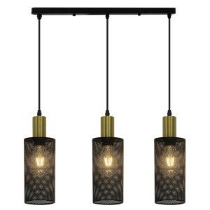 BLK&GOLD PENDANT MESH 3X40W ES