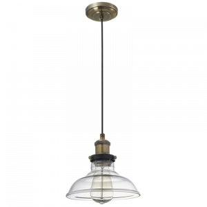 ANTIQUE BRASS PENDANT CLEAR GLASS 1X60W ES 200MM