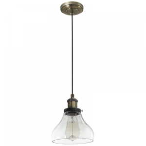 ANTIQUE BRASS PENDANT CLEAR GLASS 1X60W ES 170MM