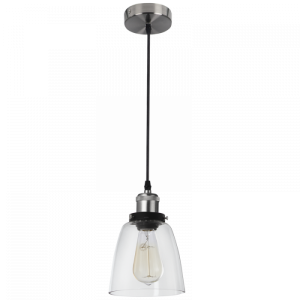 SATIN CHR PENDANT CLEAR GLASS 1X40W ES 140MM