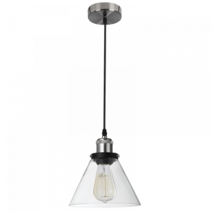 SATIN CHR PENDANT CLEAR GLASS 1X40W ES