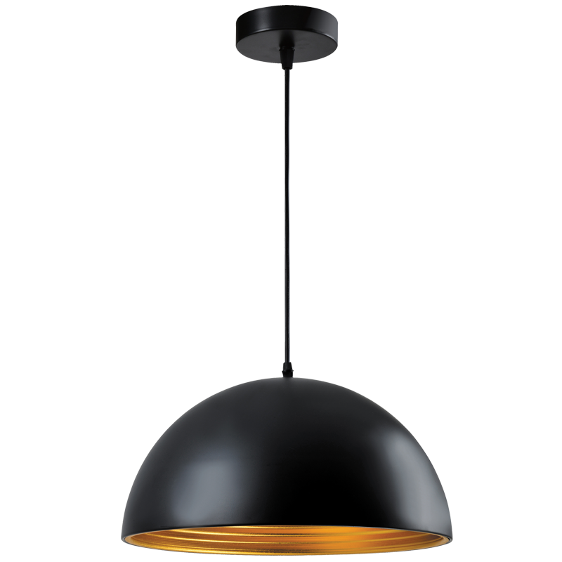 PENDANT BLACK OUTER GOLD INNER 1X40W ES 400MM