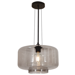METAL PENDANT SMOKE GLASS 1X40W ES 350MM