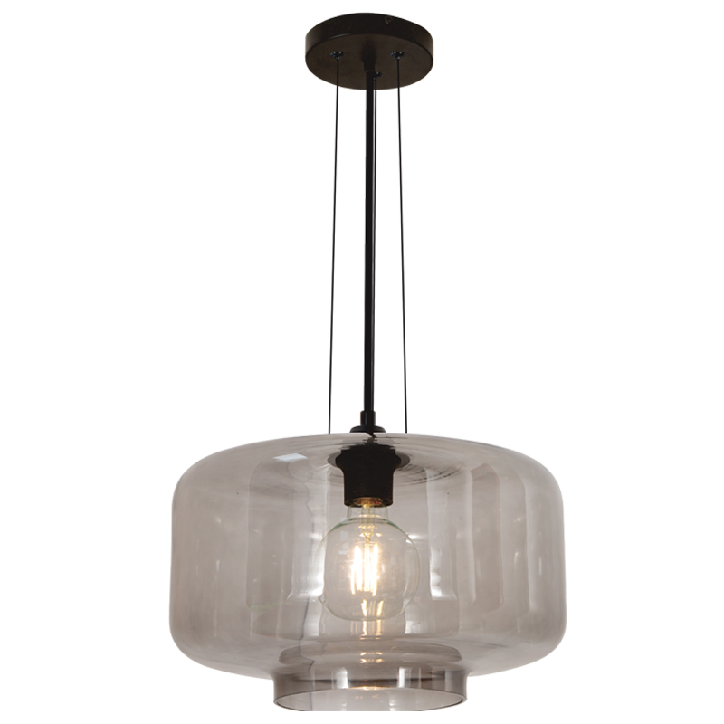 METAL PENDANT SMOKE GLASS 1X40W ES 350MM