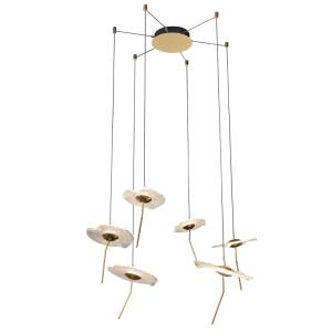 ALU & GLASS PENDANT GOLD 20W LED CCT 6LIGHT