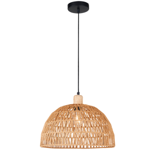 METAL WOOD & STRING PENDANT 1X40W ES 400MM