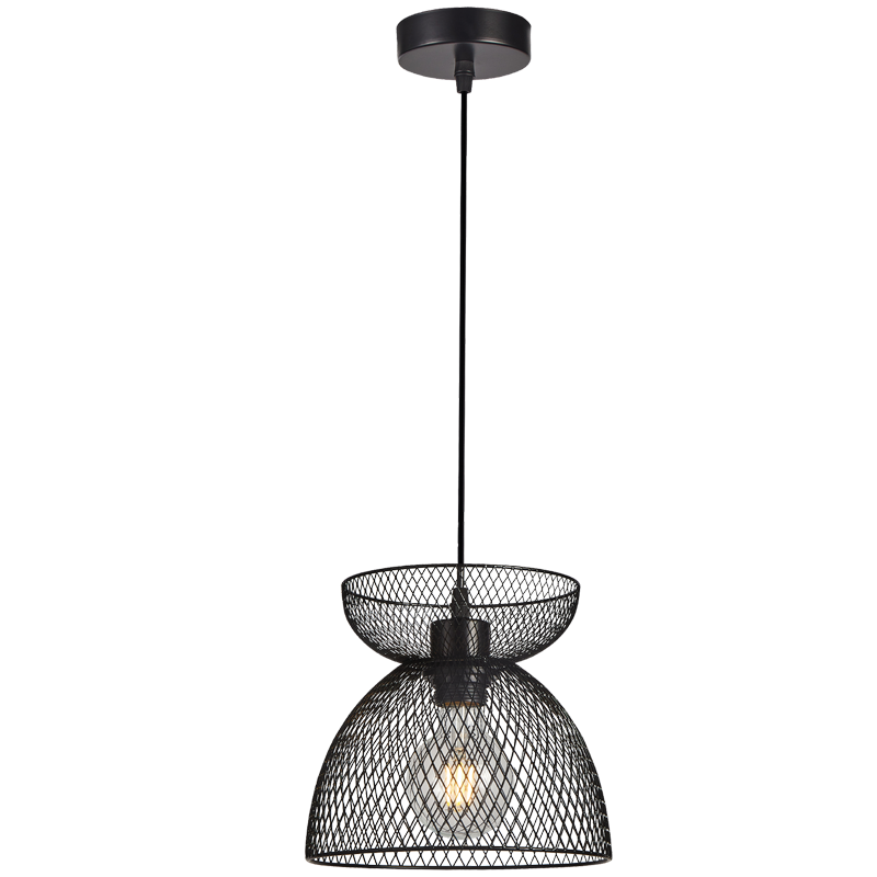 BLACK MESH IRON PENDANT 1X40W ES 220MM