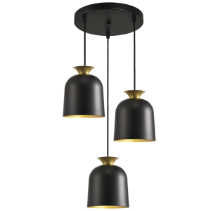 3 LIGHT BLACK & GOLD IRON PENDANT 3X40W ES