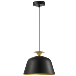 BLACK & GOLD IRON PENDANT 1X40W ES 245MM