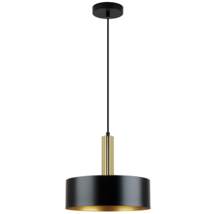 MATT BLK & POLISHED GOLD METAL PENDANT 1X40W ES