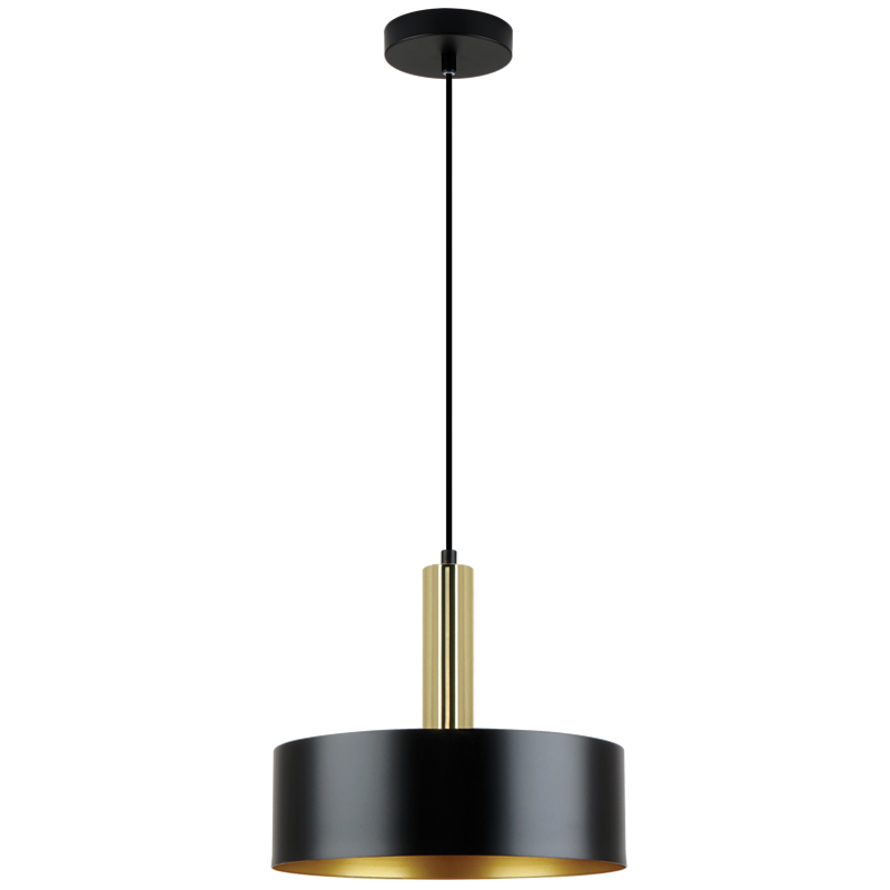 MATT BLK & POLISHED GOLD METAL PENDANT 1X40W ES