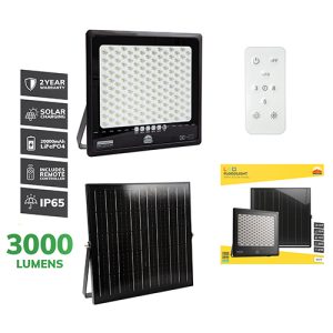 Solar Floodlight & Remote LED 3000lm 6500K