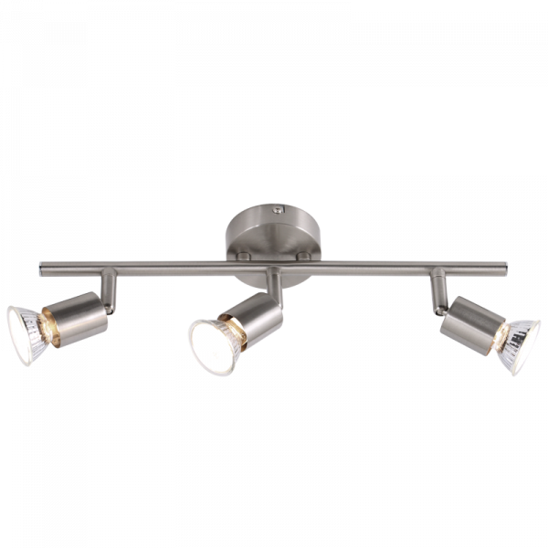 SATIN CHROME SPOT 3X50W GU10 BASE 80MM BAR 380MM