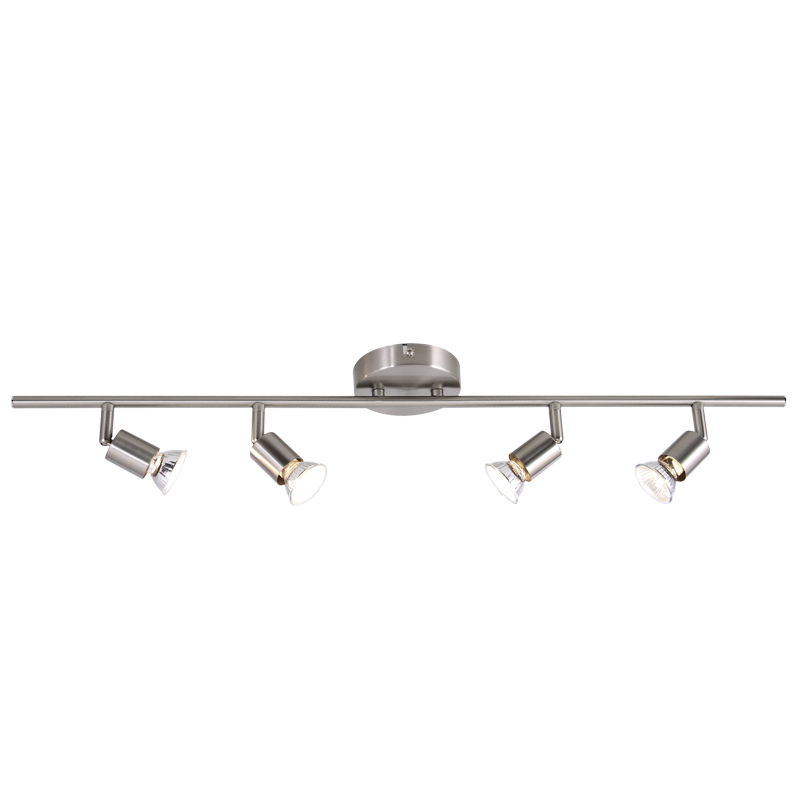SATIN CHROME SPOT 4X50W GU10 BASE 80MM BAR 500MM