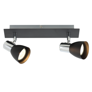 POLISHED CHR&BLK SPOT 2X50W GU10 BASE 100MM 280MM