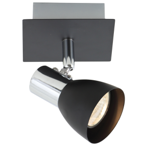 POLISHED CHR&BLACK SPOT 1X50W GU10 BASE 100MM