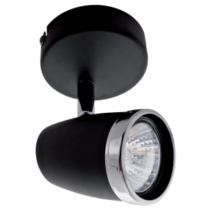 BLK & POLISH CHR SPOT 1X50W GU10 BASE 80MM