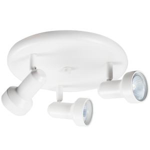 MATT WHITE SPOTLIGHT 3X50W GU10 240MM ROUND BASE