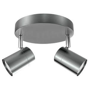 SATIN CHROME SPOTLIGHT 2X50W GU10 ROUNDBASE 180MM