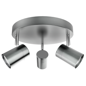 SATIN CHROME SPOTLIGHT 3X50W GU10 ROUNDBASE 230MM