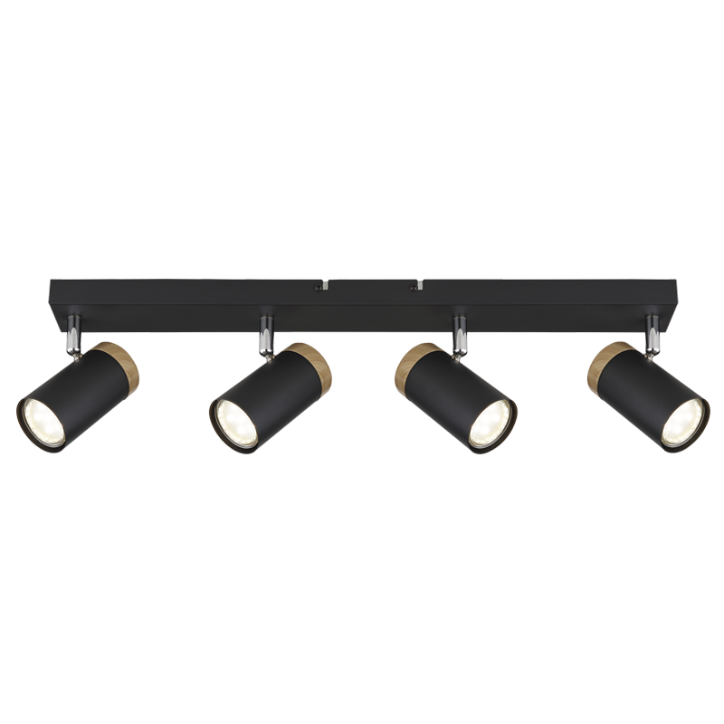 BLACK SPOTLIGHT WOOD FINISH 4X25W GU10 560X60MM