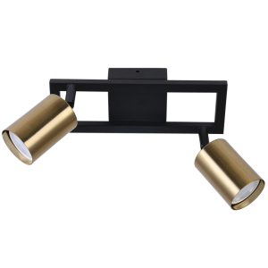 BLACK & SATIN BRASS SPOT 2X50W GU10 240X80MM