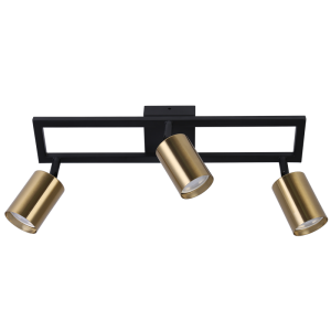 BLACK & SATIN BRASS SPOT 3X50W GU10 420X80MM
