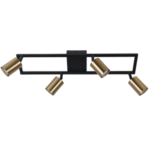 BLACK & SATIN BRASS SPOT 4X50W GU10 600X120MM