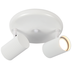 MATT WHITE SPOT 2X50W GU10 ROUND BASE 200MM