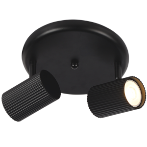 MATT BLACK SPOT 2X50W GU10 ROUND BASE 200MM