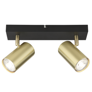 BK/GD-BLACK BAR GOLD SPOT 2X50W GU10 260X60MM