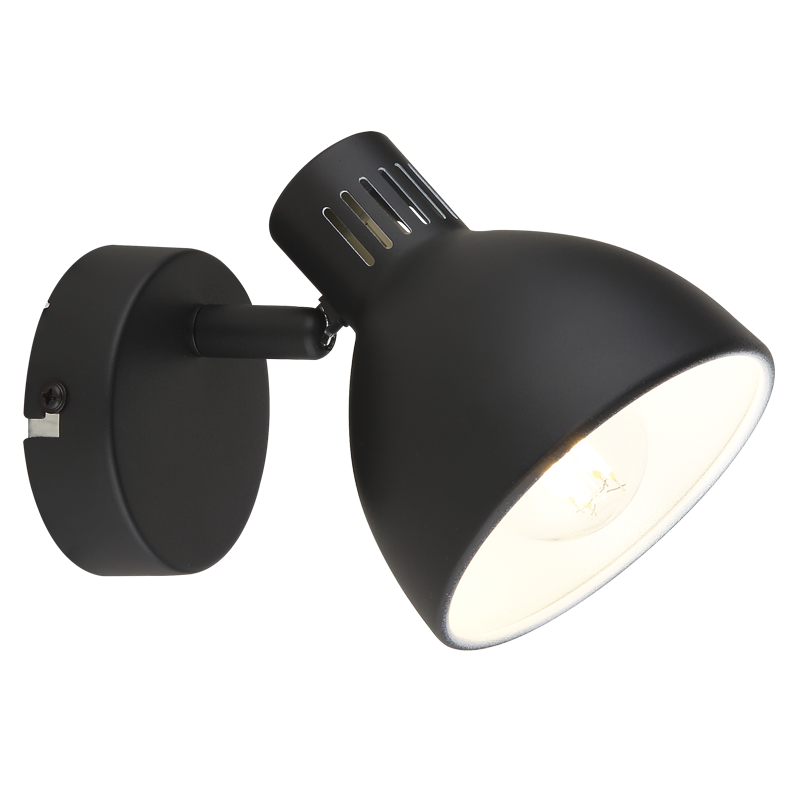 BLACK METAL WHITE INNER SPOT 1X40W SES BASE 80MM