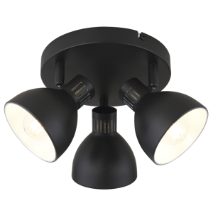 BLACK METAL WHITE INNER SPOT 3X40W SES BASE 190MM
