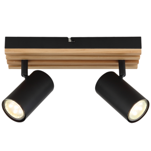 WOOD SPOTLIGHT 2X50W GU10 LED BASE 260X80MM