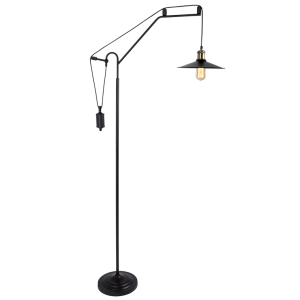 MATT BLK FLOOR LAMP ADJ CORD 1X60W ES 1700X760X260