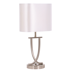 SAT/CHR TABLE LAMP OVAL PEARL WH SHADE 1X60W ES