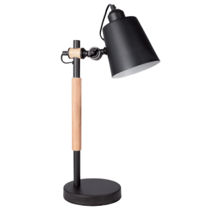 METAL&WOOD WITH BLK METAL SHADE ADJ 1X60W ES