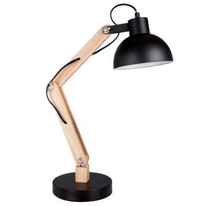 METAL&WOOD WITH BLK METAL SHADE ADJ 1X60W ES