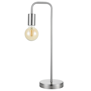 SATIN CHROME METAL TABLE LAMP 1X60W ES